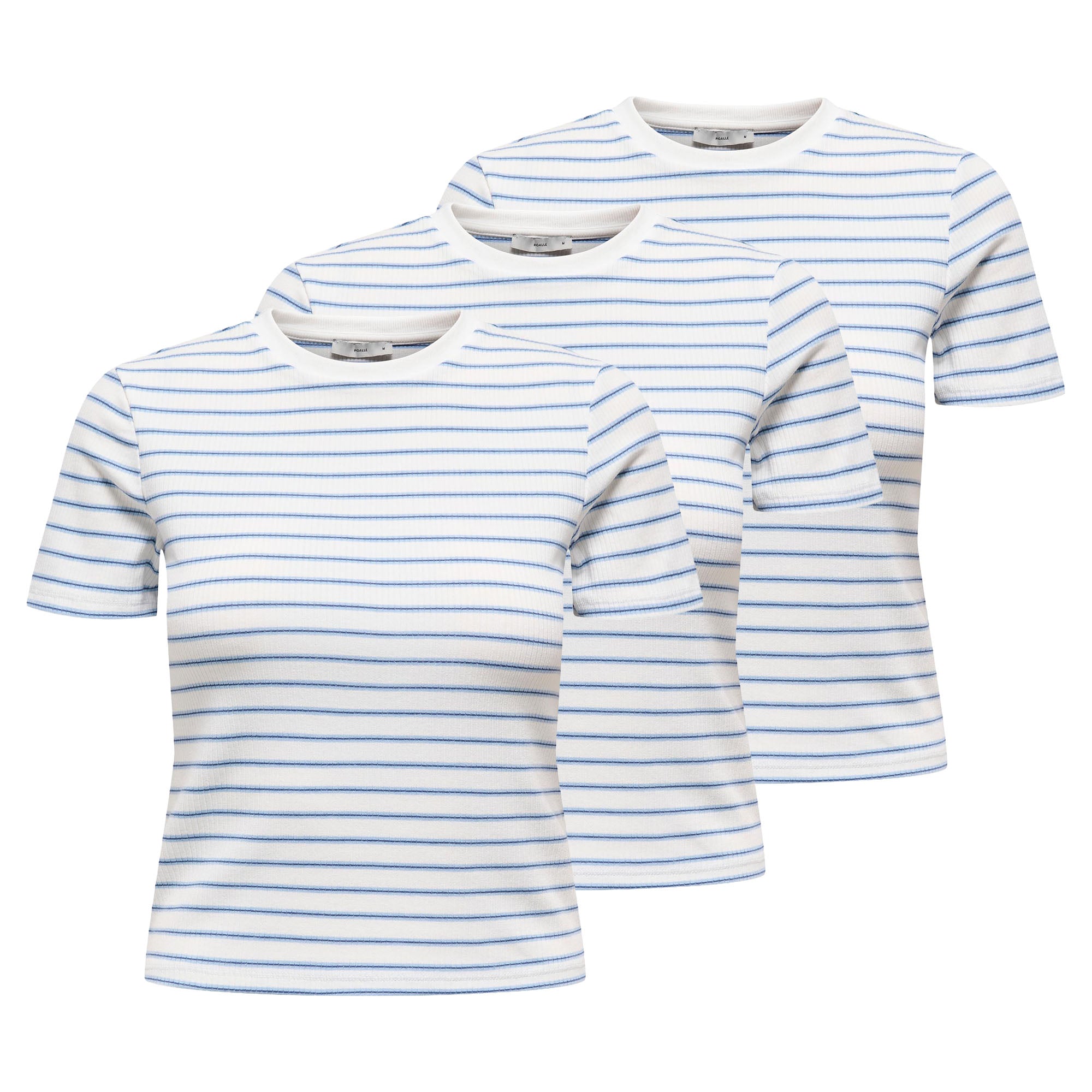 ONLY Women T-shirt Pack of 3 - ONLLUPE STRIPE TEE, short sleeves, round neck, slim fit, stripes