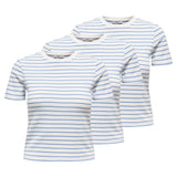 ONLY Women T-shirt Pack of 3 - ONLLUPE STRIPE TEE, short sleeves, round neck, slim fit, stripes