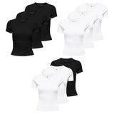 ONLY Women T-shirt Pack of 3 - ONLVAL LIFE O-NECK TOP, round neck, cotton, plain colour
