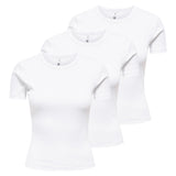 ONLY Women T-shirt Pack of 3 - ONLVAL LIFE O-NECK TOP, round neck, cotton, plain colour