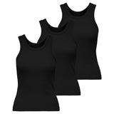 ONLY Damen Tank-Top 3er Pack - ONLVAL LIFE TANKTOP, Baumwolle, Rundhals, Slim Fit