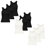 ONLY Damen Tank-Top 3er Pack - ONLVAL LIFE TANKTOP, Baumwolle, Rundhals, Slim Fit