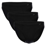AMMANN Herren Slip 3er Pack - Jazz Pants Jeans, Feinripp, Softbund, Ton-in-Ton Streifen, Baumwollmischung