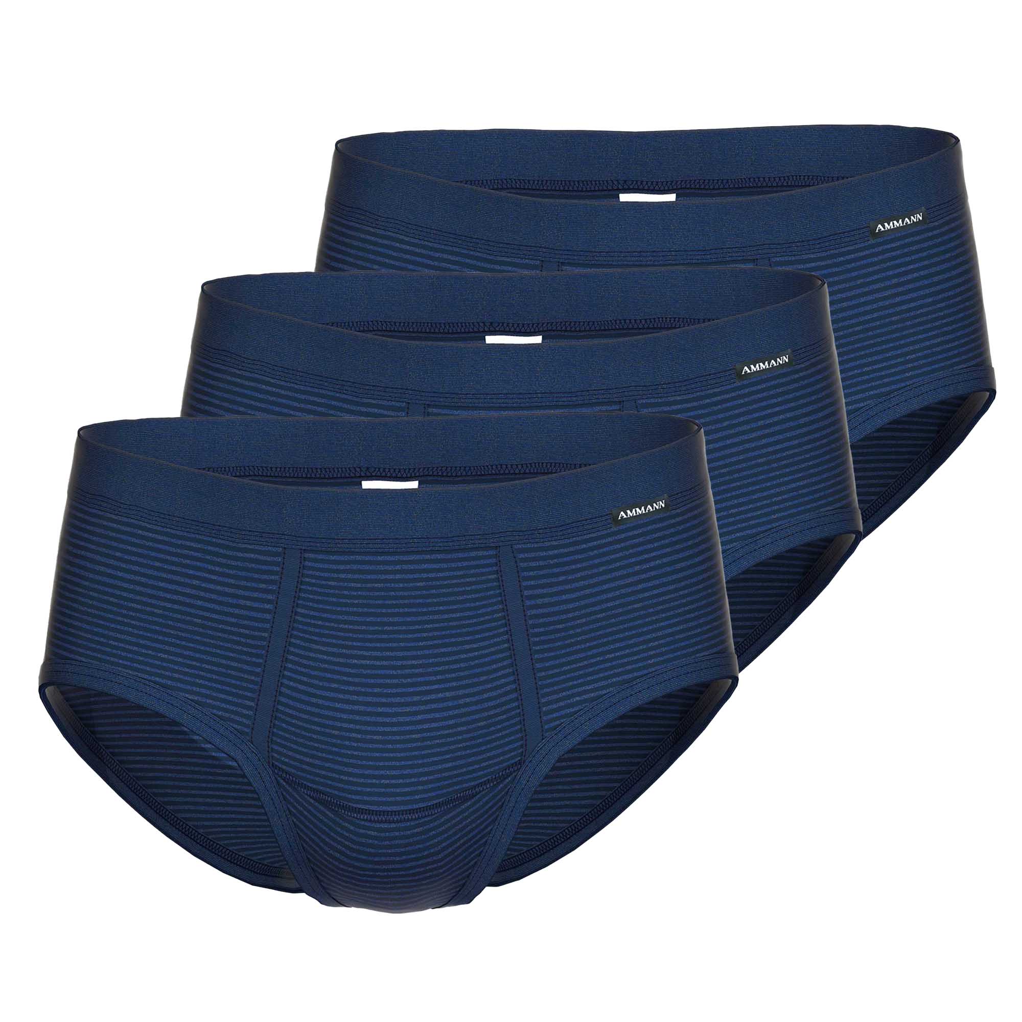 AMMANN Herren Slip 3er Pack - Jeans, Eingriff, Weichbund, Baumwollmischung