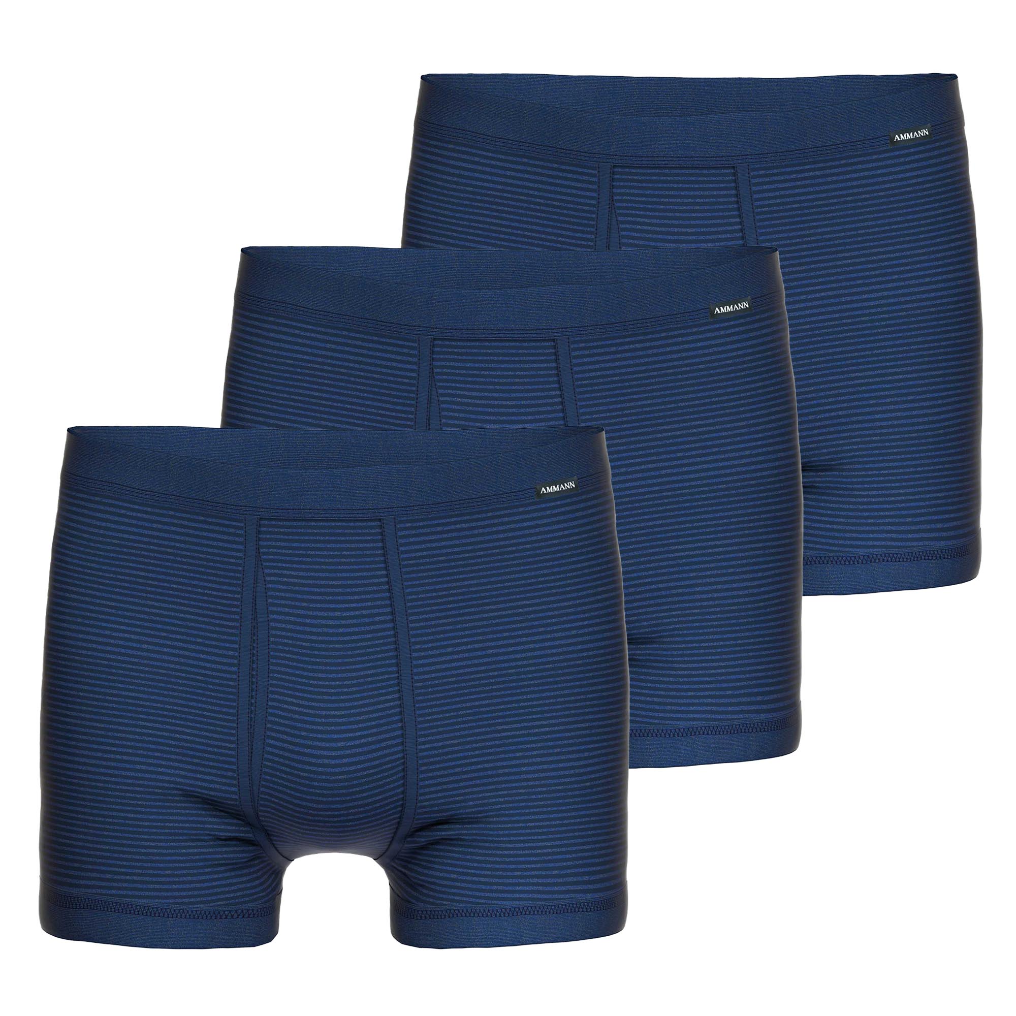 AMMANN Herren Boxershorts 3er Pack - Boxer Briefs Jeans, Weichbund, Eingriff, Feinripp, Baumwollmischung