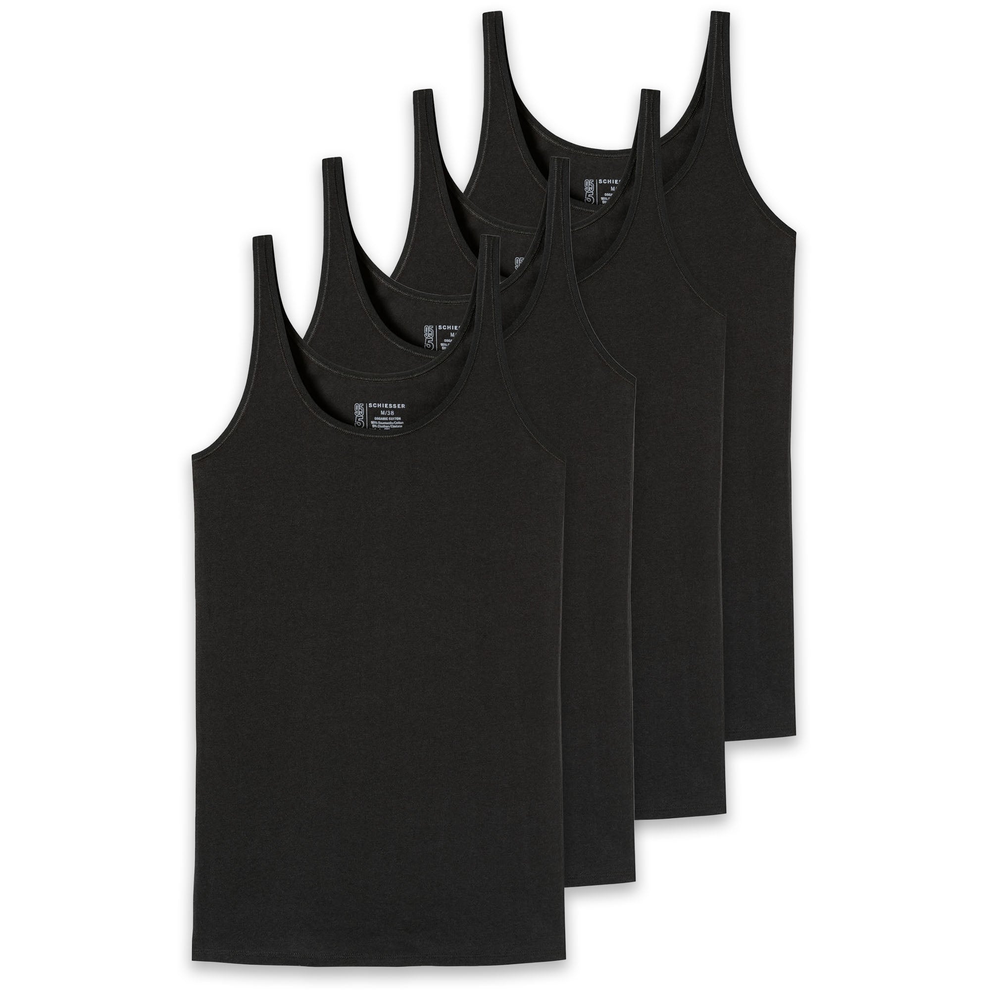 SCHIESSER Damen Trägertop, 4er Pack - Single Jersey, Serie 95/5, uni