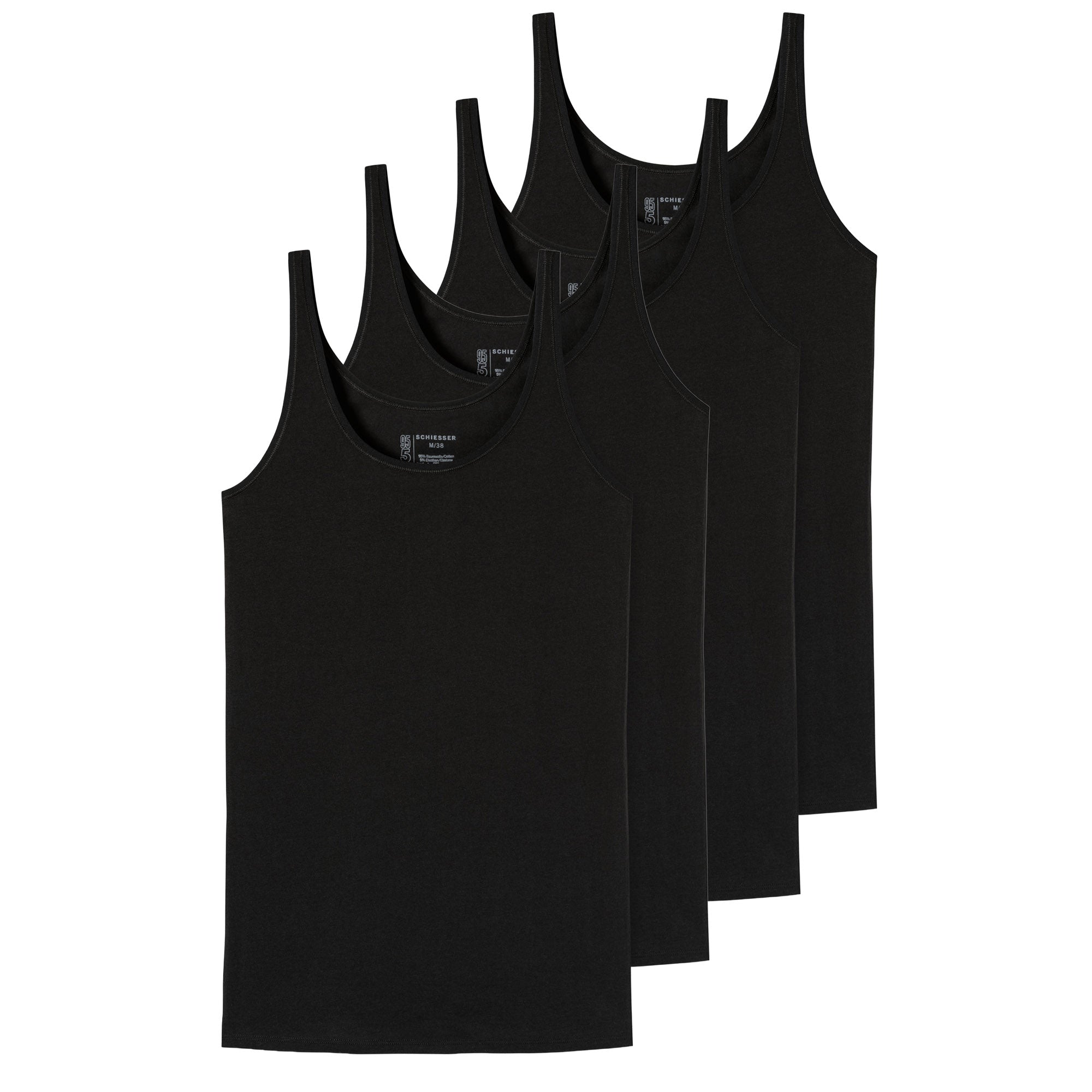SCHIESSER Damen Trägertop, 4er Pack - Single Jersey, Serie 95/5, uni