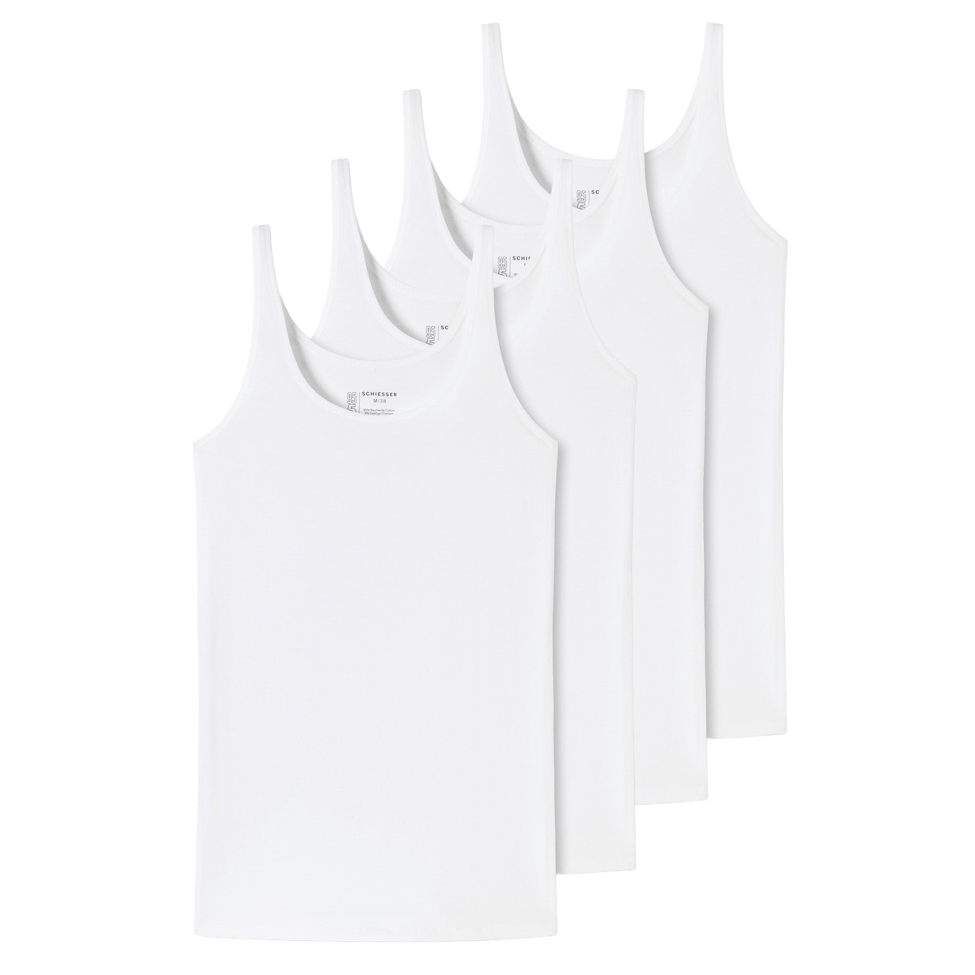SCHIESSER Damen Trägertop, 4er Pack - Single Jersey, Serie 95/5, uni