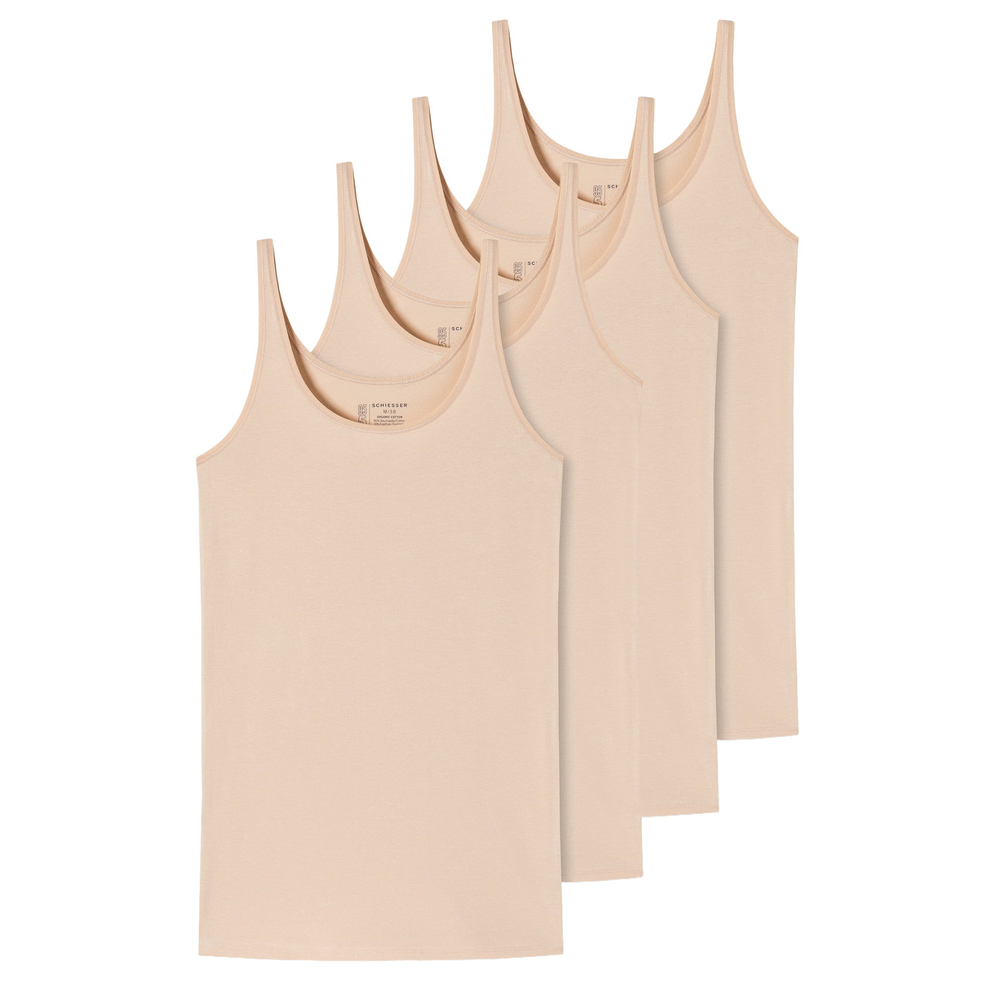 SCHIESSER Damen Trägertop, 4er Pack - Single Jersey, Serie 95/5, uni