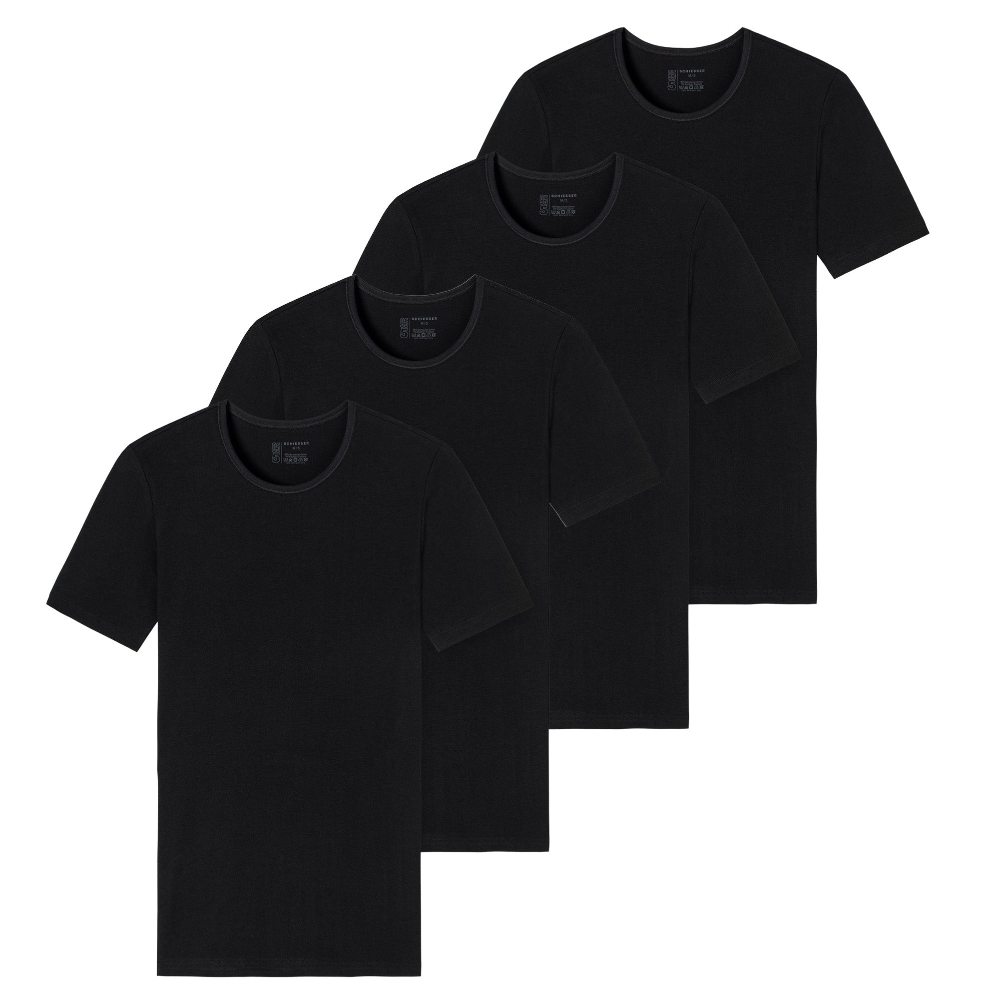 SCHIESSER Men's T-Shirt 4-Pack - Series "95/5", Round Neck, S-XXL