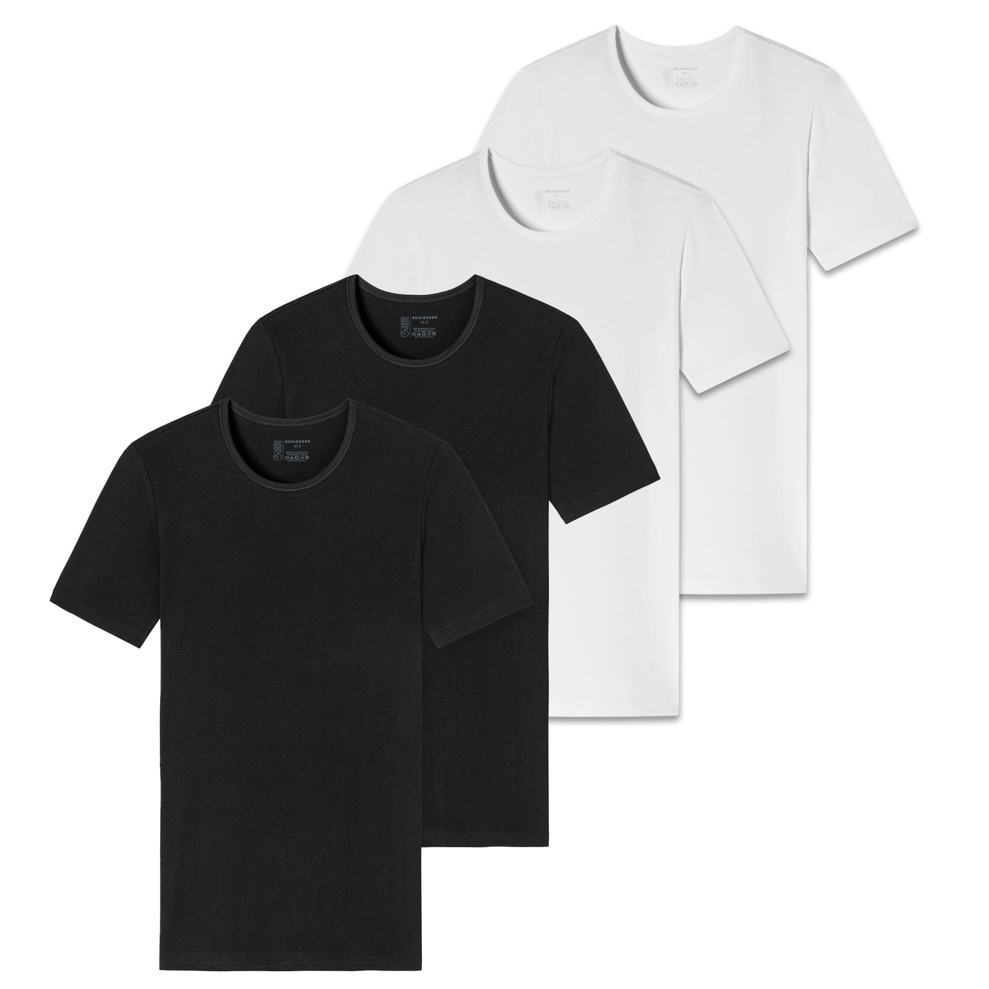 SCHIESSER Men's T-Shirt 4-Pack - Series "95/5", Round Neck, S-XXL