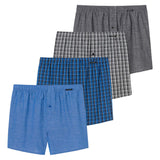 SCHIESSER Herren Web-Boxershorts, 4er Pack - Unterhose, Baumwolle