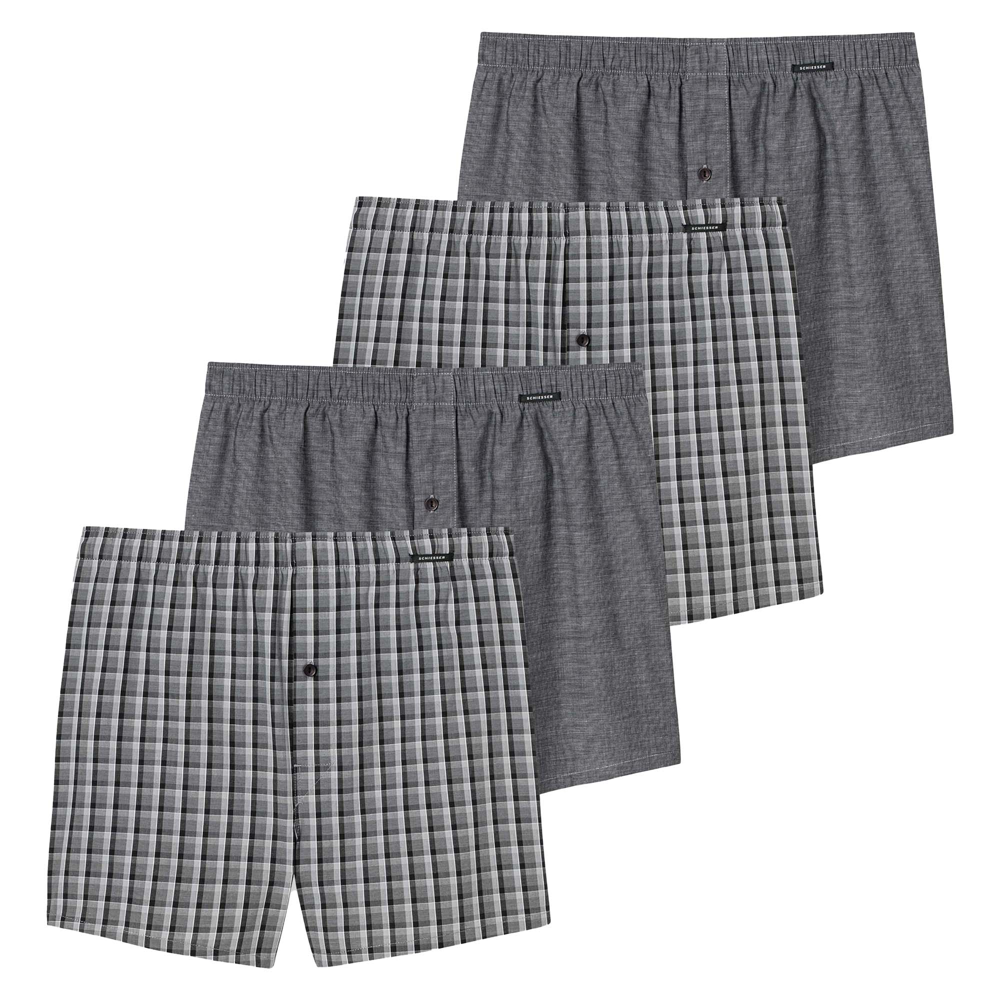 SCHIESSER Herren Web-Boxershorts, 4er Pack - Unterhose, Baumwolle