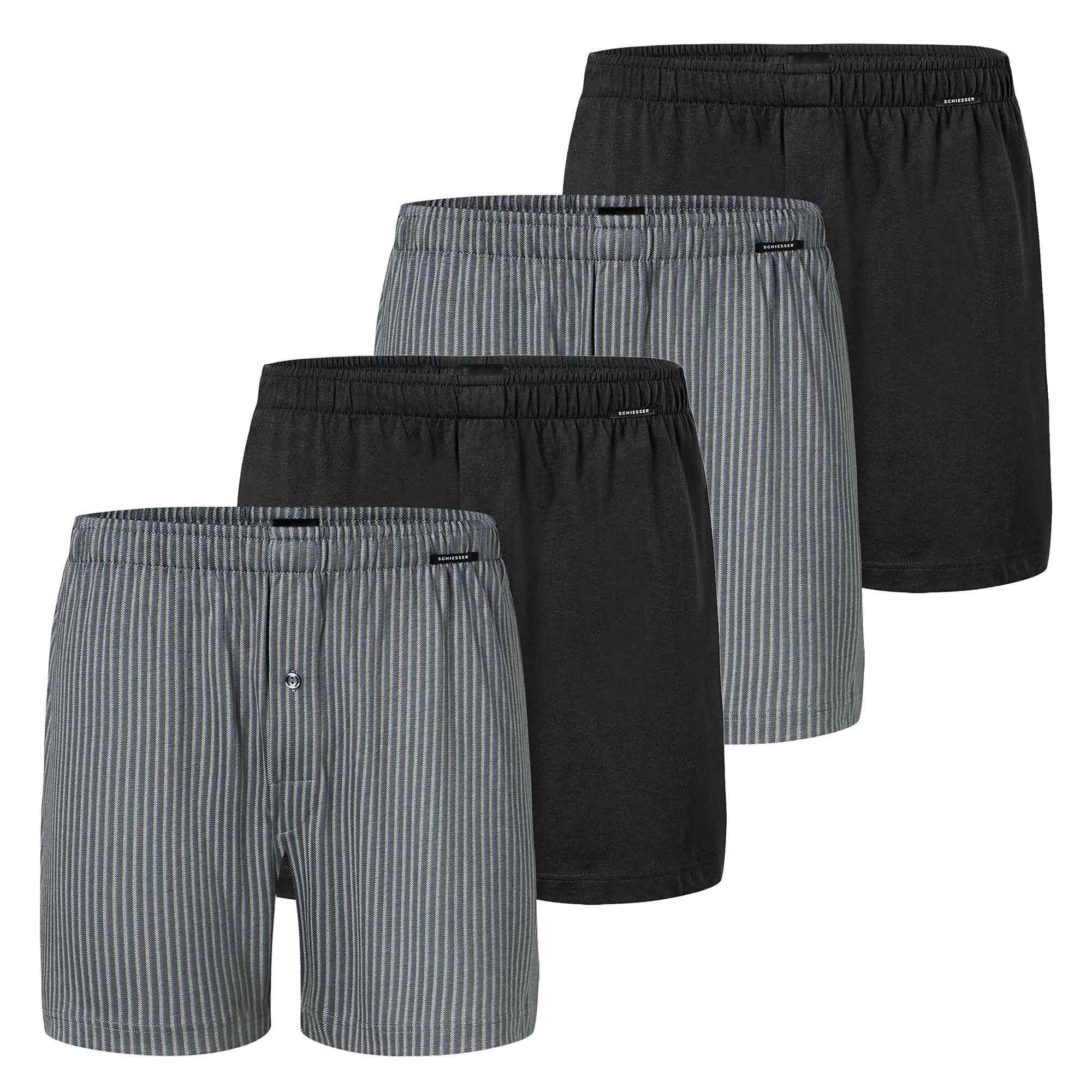 SCHIESSER Herren Jersey-Boxershorts, 4er Pack - 4Pack Boxershorts, Baumwolle, einfarbig