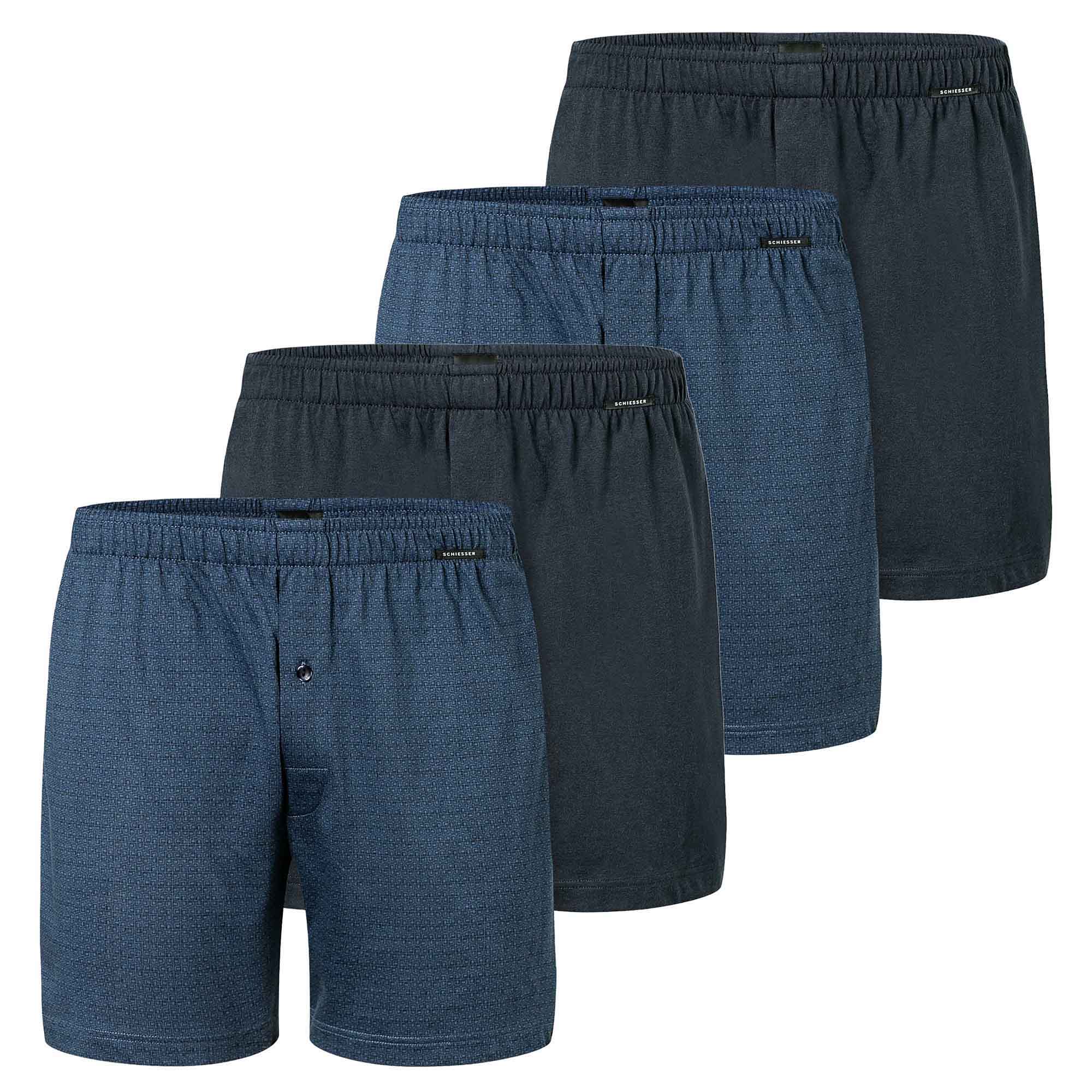 SCHIESSER Herren Jersey-Boxershorts, 4er Pack - 4Pack Boxershorts, Baumwolle, einfarbig