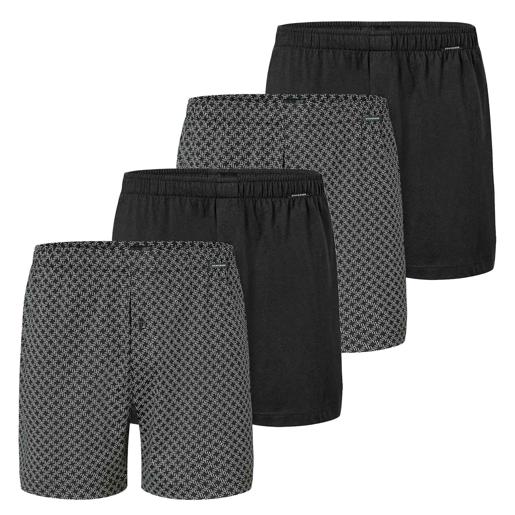 SCHIESSER Herren Jersey-Boxershorts, 4er Pack - 4Pack Boxershorts, Baumwolle, einfarbig