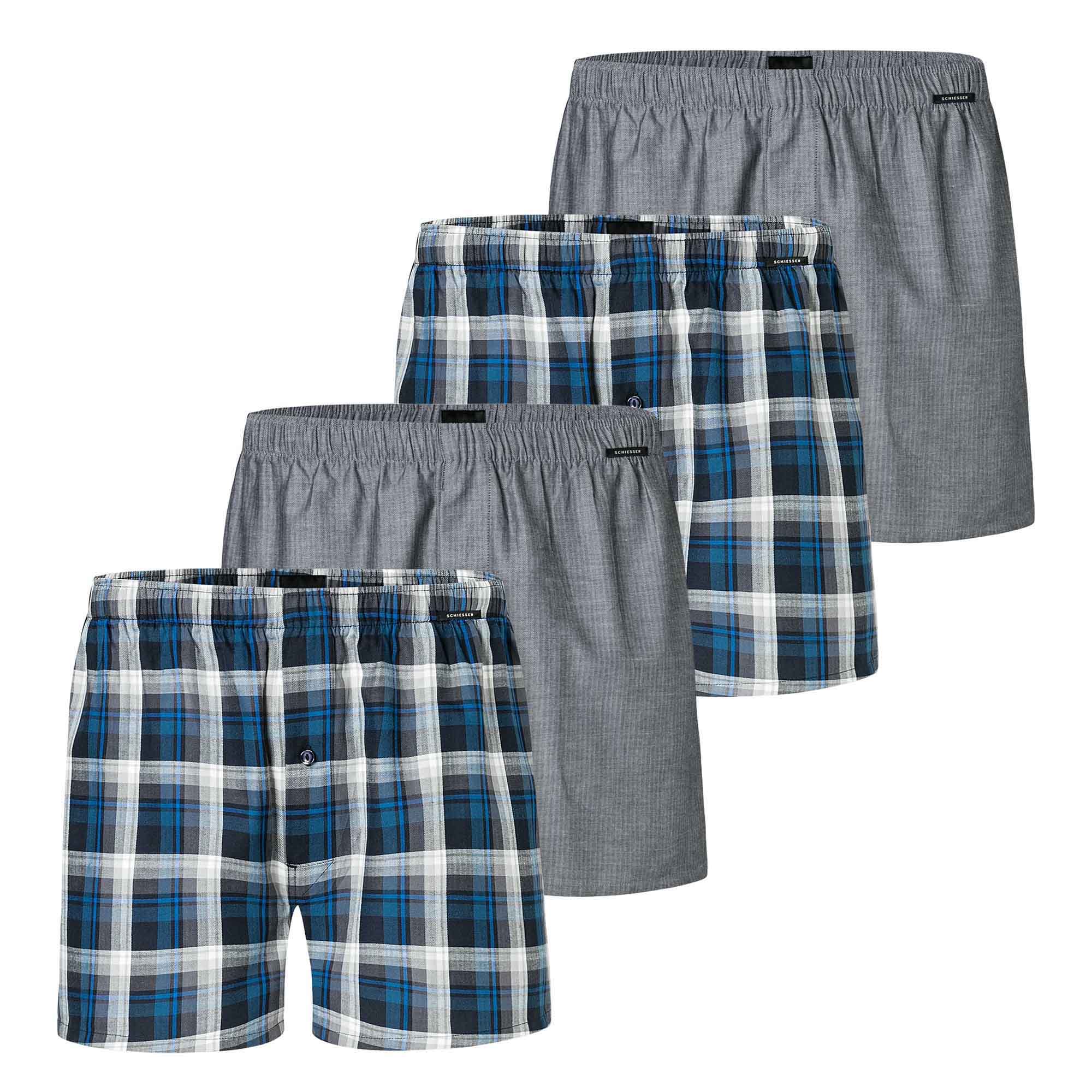 SCHIESSER Herren Web-Boxershorts, 4er Pack - Webware, Unterhose, Baumwolle