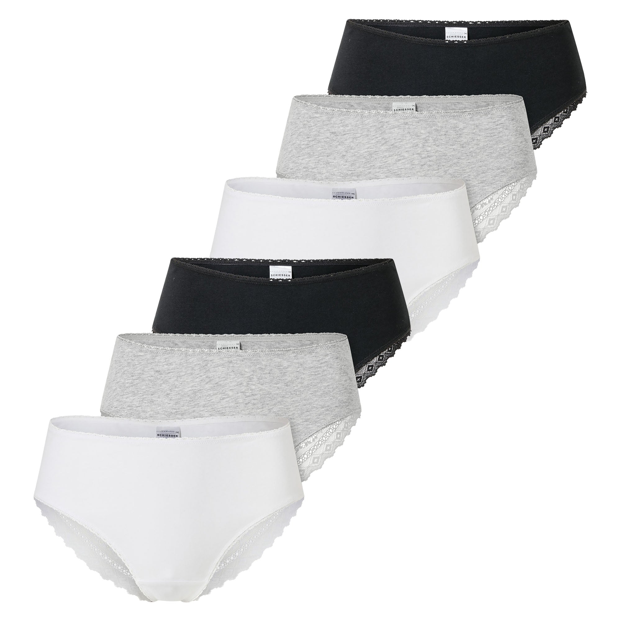 SCHIESSER women's Brazilian panties, 6-pack - 6-pack Brazilian, stretch cotton, plain