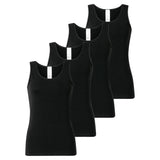 SCHIESSER women's tops, 4-pack - 4-pack tank tops, undershirt, stretch cotton, solid colour