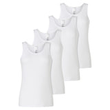 SCHIESSER women's tops, 4-pack - 4-pack tank tops, undershirt, stretch cotton, solid colour