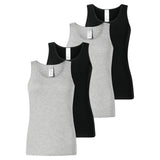 SCHIESSER women's tops, 4-pack - 4-pack tank tops, undershirt, stretch cotton, solid colour
