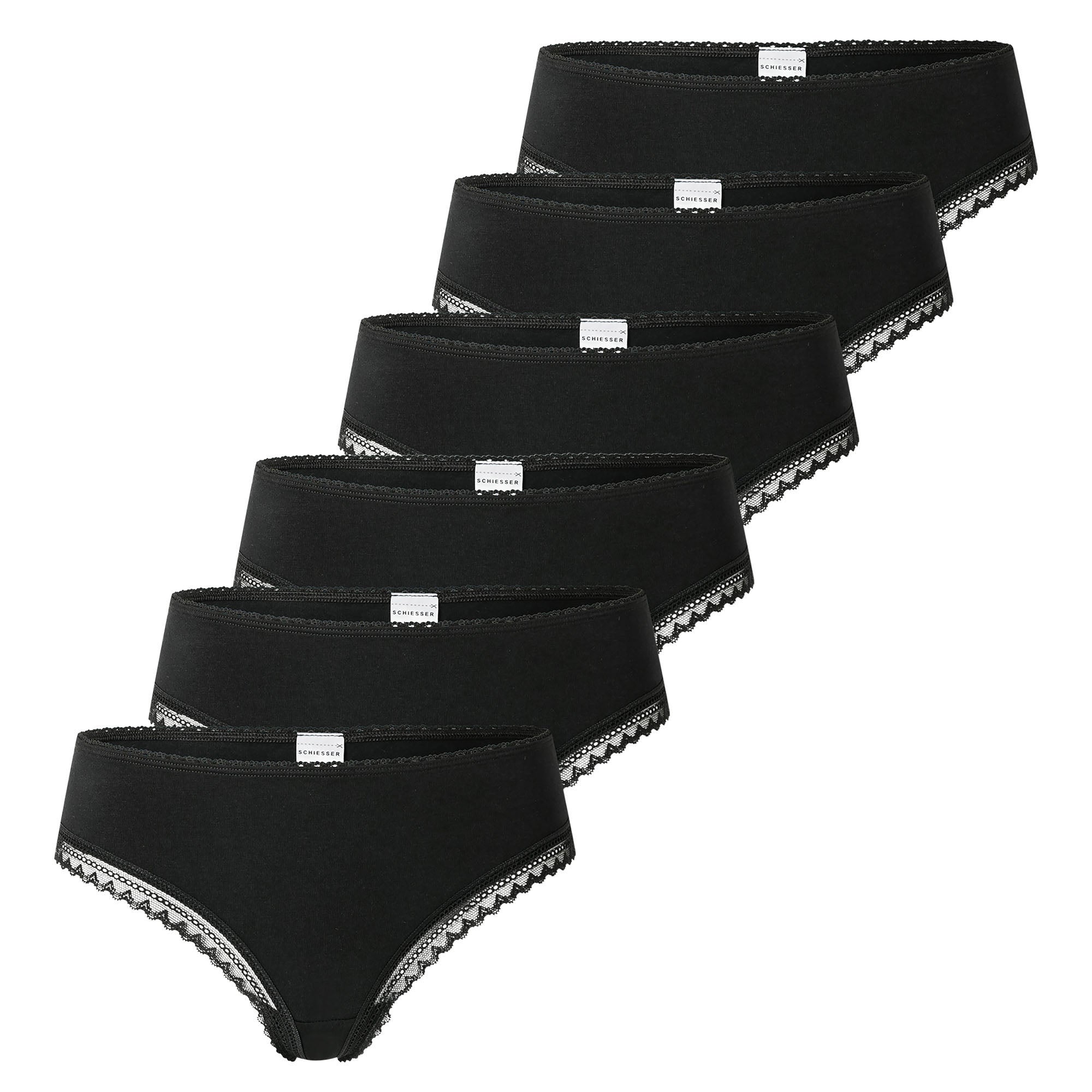 SCHIESSER Women's Thongs, 6-Pack - 6Pack Cheeky String, Stretch Cotton, solid