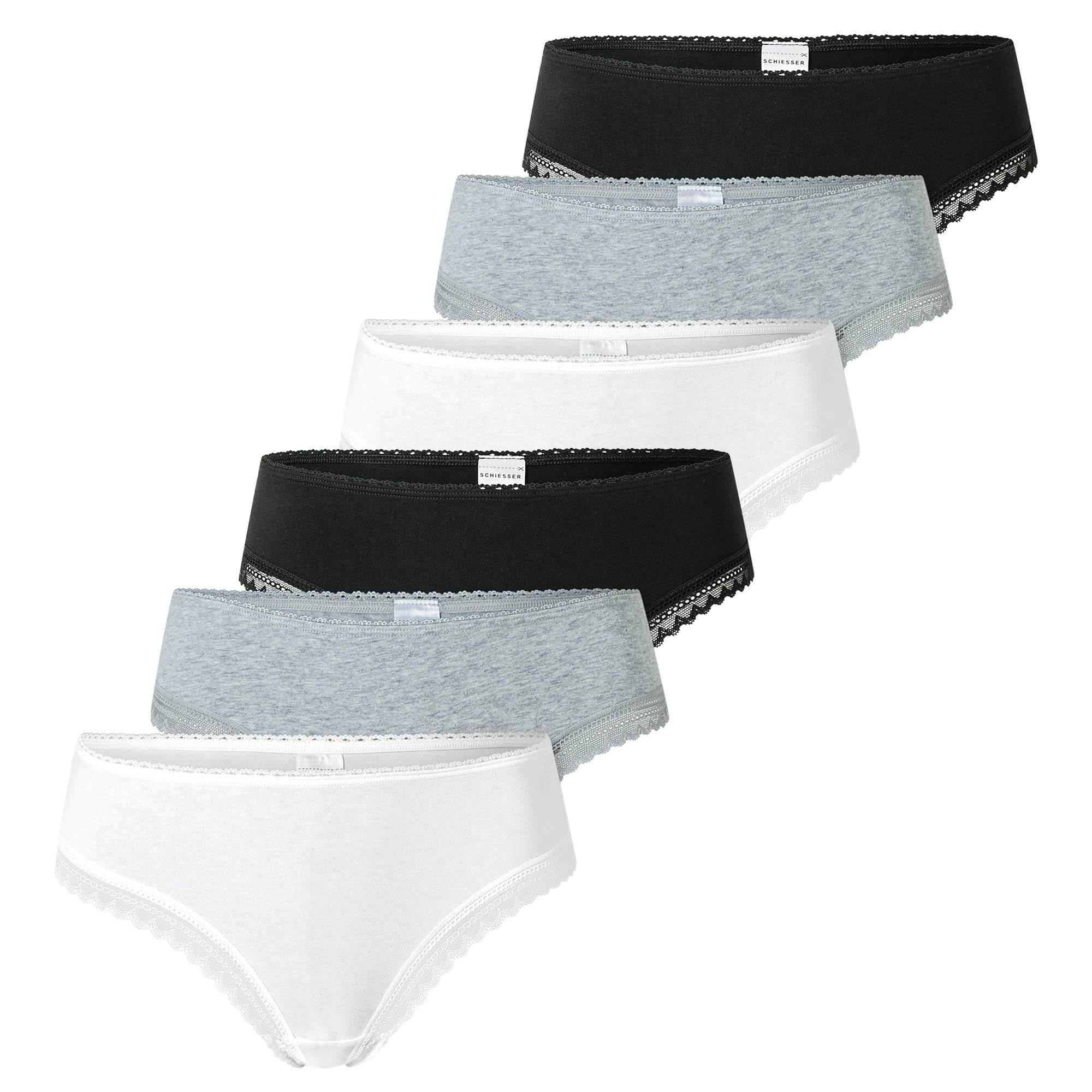 SCHIESSER Damen Strings, 6er Pack - 6Pack Cheeky String, Stretch Cotton, uni
