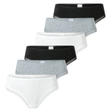 SCHIESSER Women's Thongs, 6-Pack - 6Pack Cheeky String, Stretch Cotton, solid