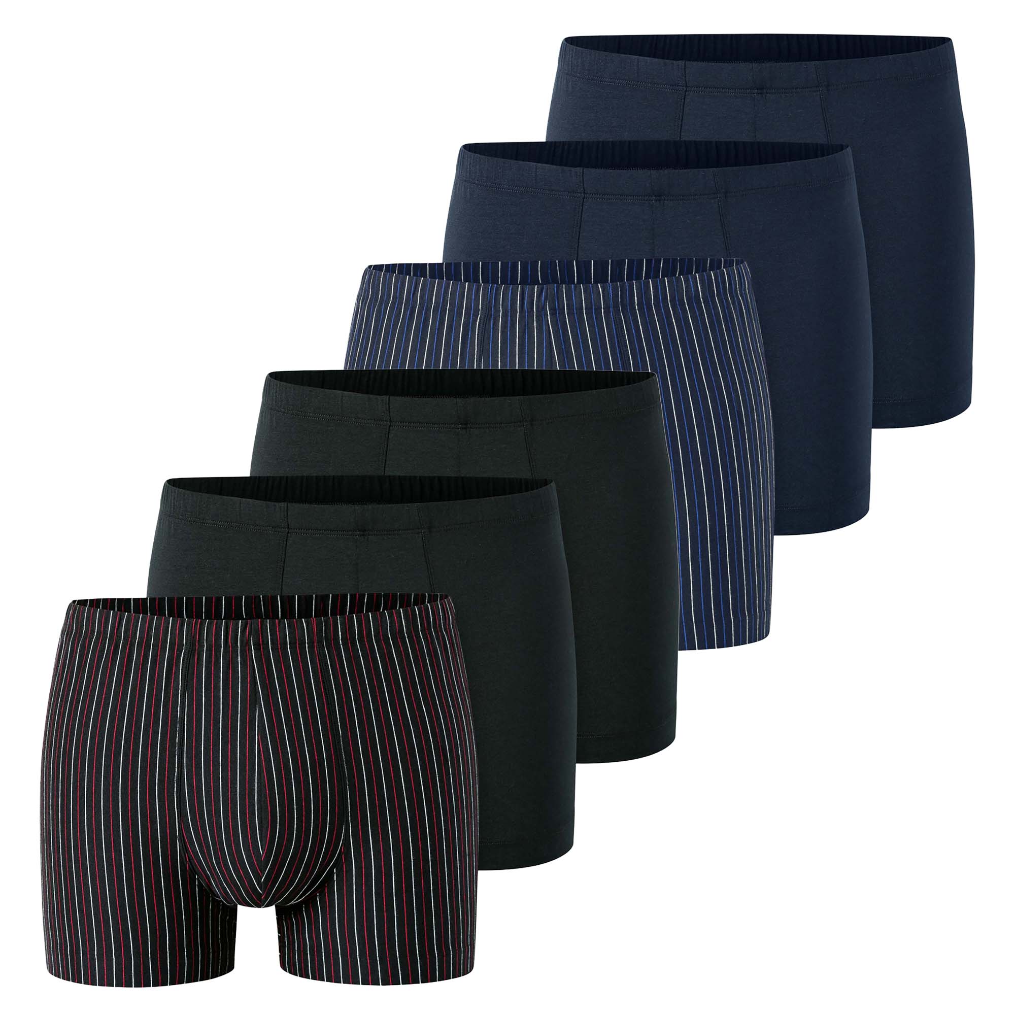 SCHIESSER Herren Boxershorts, 6er Pack - "95/5", Cotton Stretch, uni/gestreift