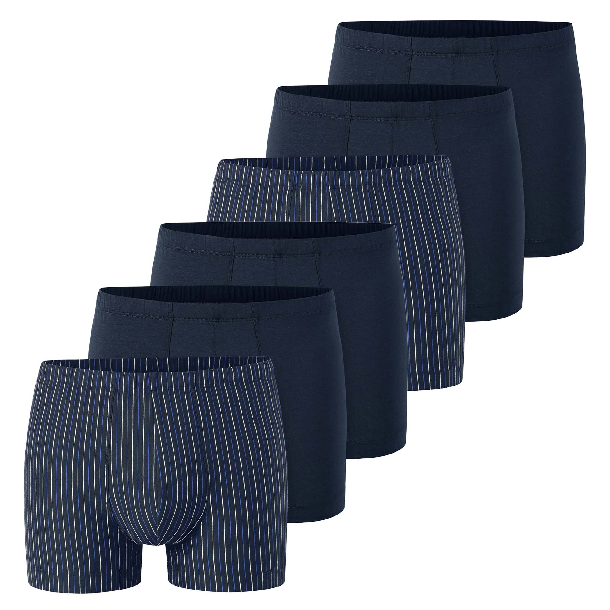 SCHIESSER Herren Boxershorts, 6er Pack - "95/5", Cotton Stretch, uni/gestreift