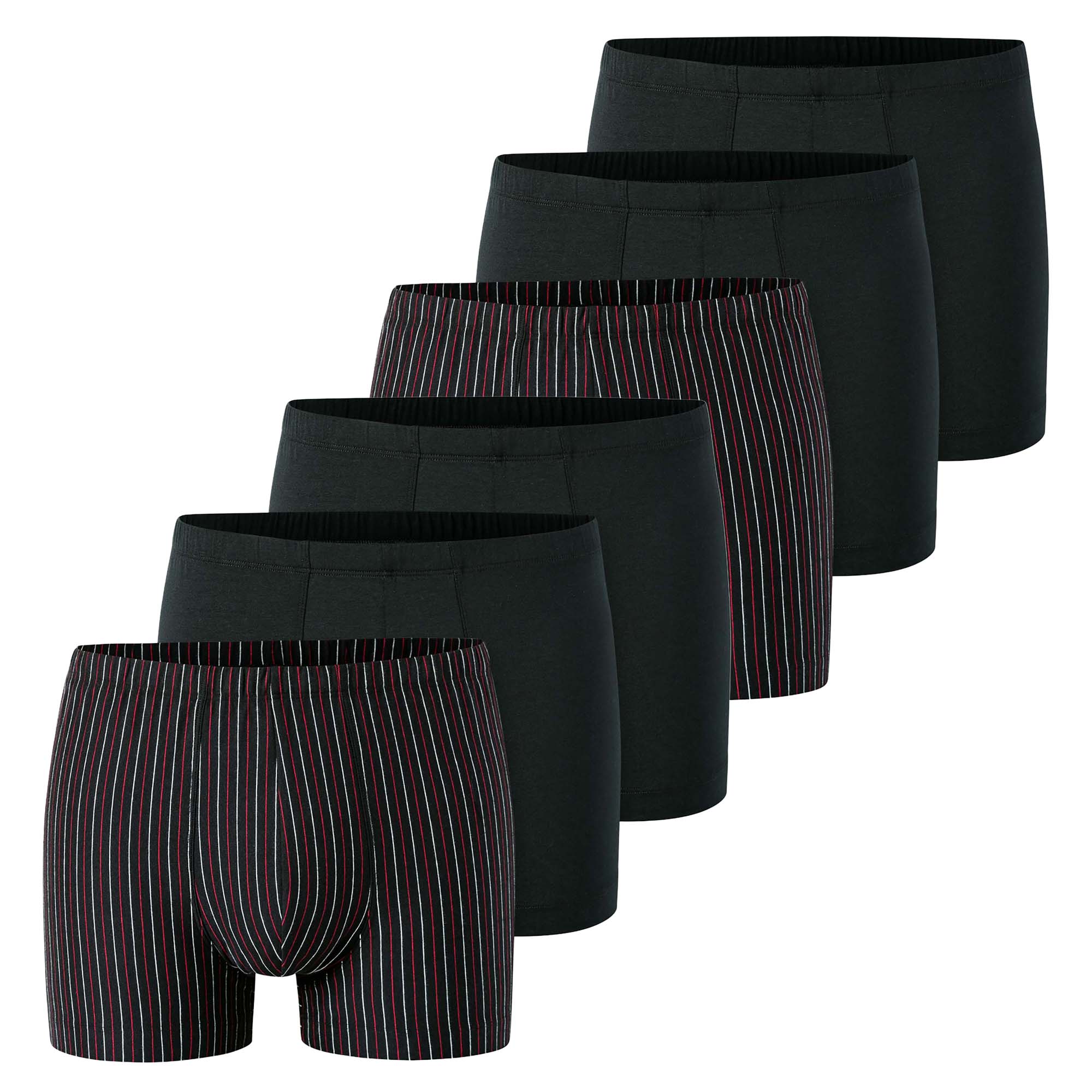 SCHIESSER Herren Boxershorts, 6er Pack - "95/5", Cotton Stretch, uni/gestreift