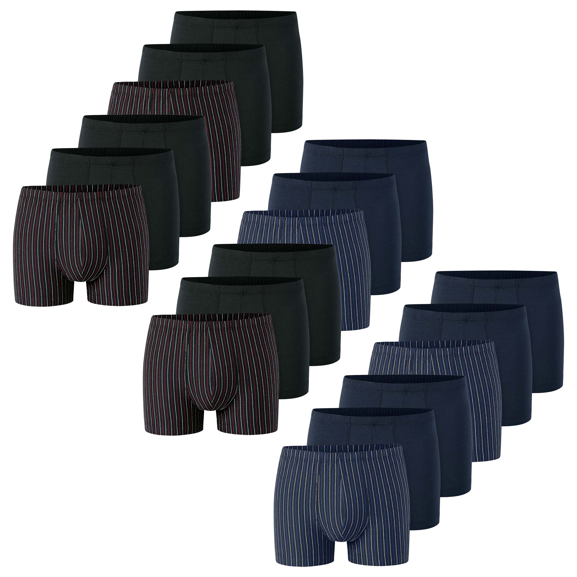SCHIESSER Herren Boxershorts, 6er Pack - "95/5", Cotton Stretch, uni/gestreift