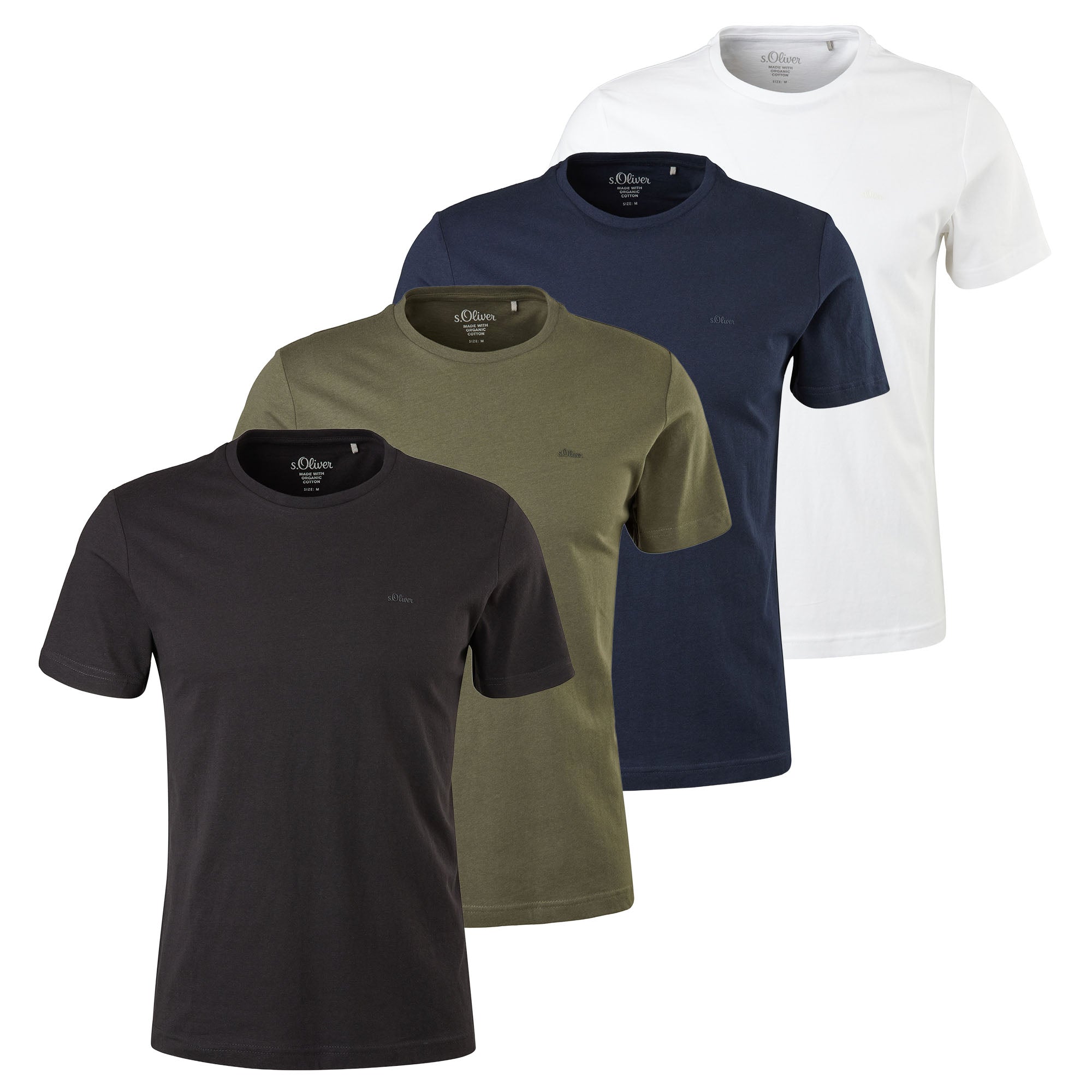 s.Oliver Herren T-Shirt, 4er Pack - Basic, Rundhals, Baumwolle, einfarbig
