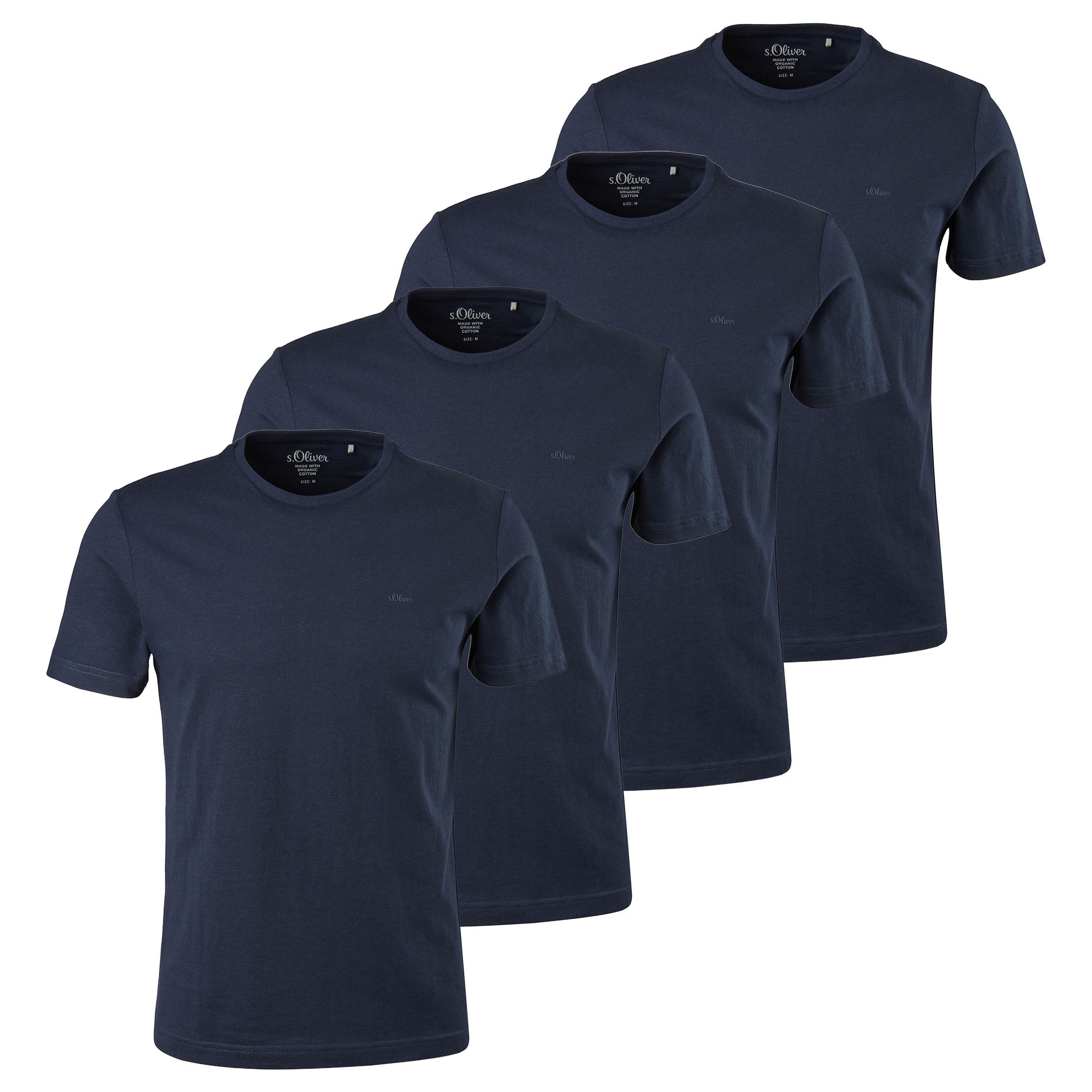 s.Oliver Herren T-Shirt, 4er Pack - Basic, Rundhals, Baumwolle, einfarbig