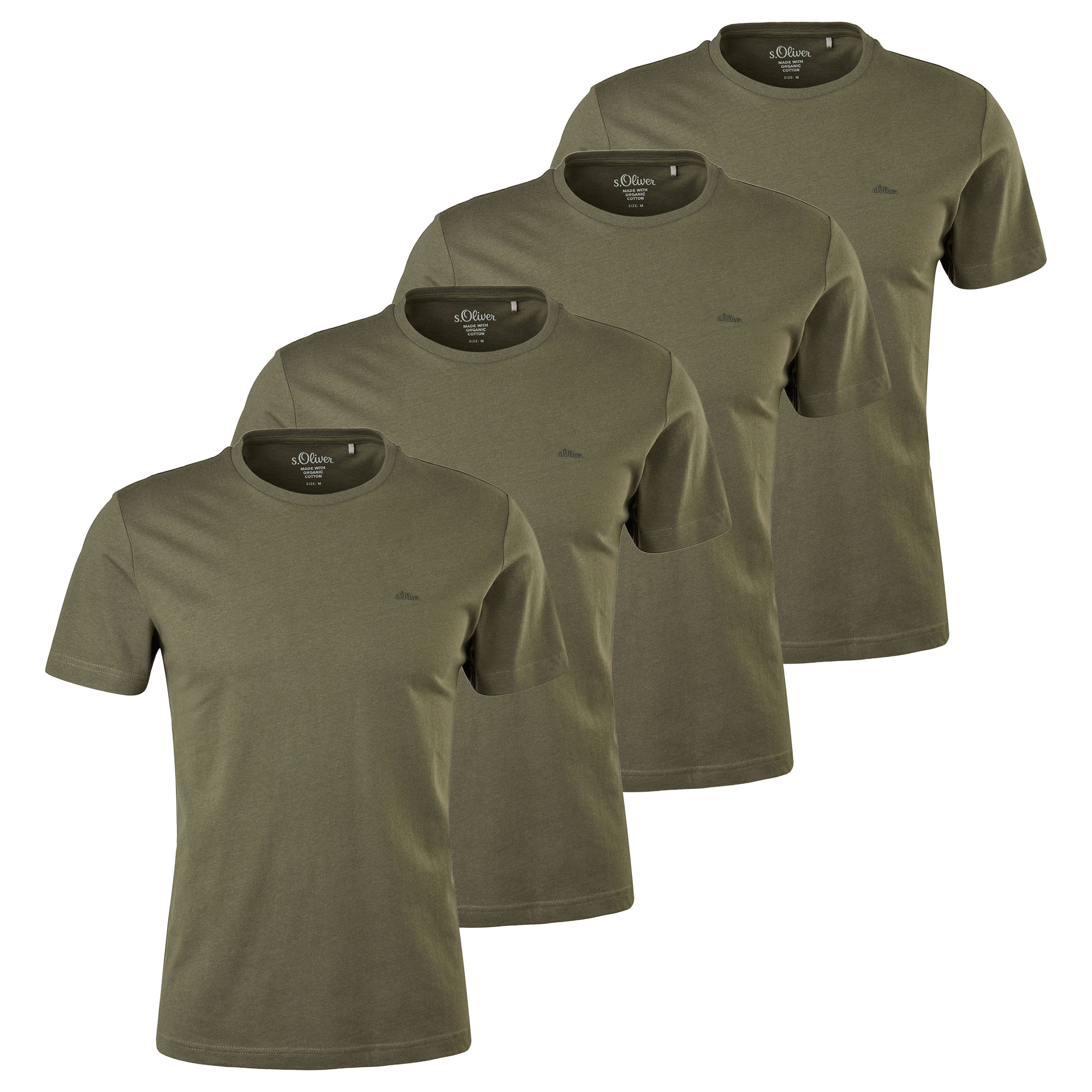 s.Oliver Herren T-Shirt, 4er Pack - Basic, Rundhals, Baumwolle, einfarbig