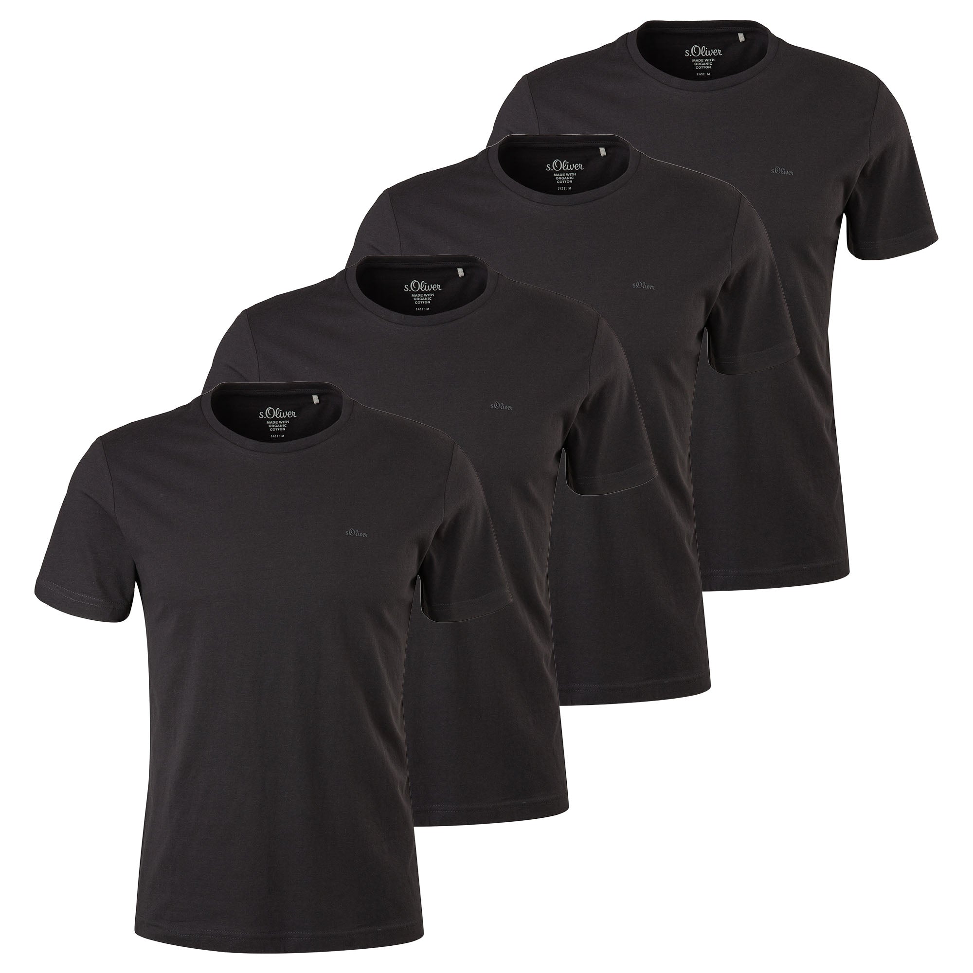 s.Oliver Herren T-Shirt, 4er Pack - Basic, Rundhals, Baumwolle, einfarbig