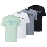 s.Oliver Herren T-Shirt, 4er Pack - Basic, Logoprint, Rundhals, Baumwolle