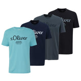 s.Oliver Herren T-Shirt, 4er Pack - Basic, Logoprint, Rundhals, Baumwolle