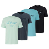 s.Oliver Herren T-Shirt, 4er Pack - Basic, Logoprint, Rundhals, Baumwolle