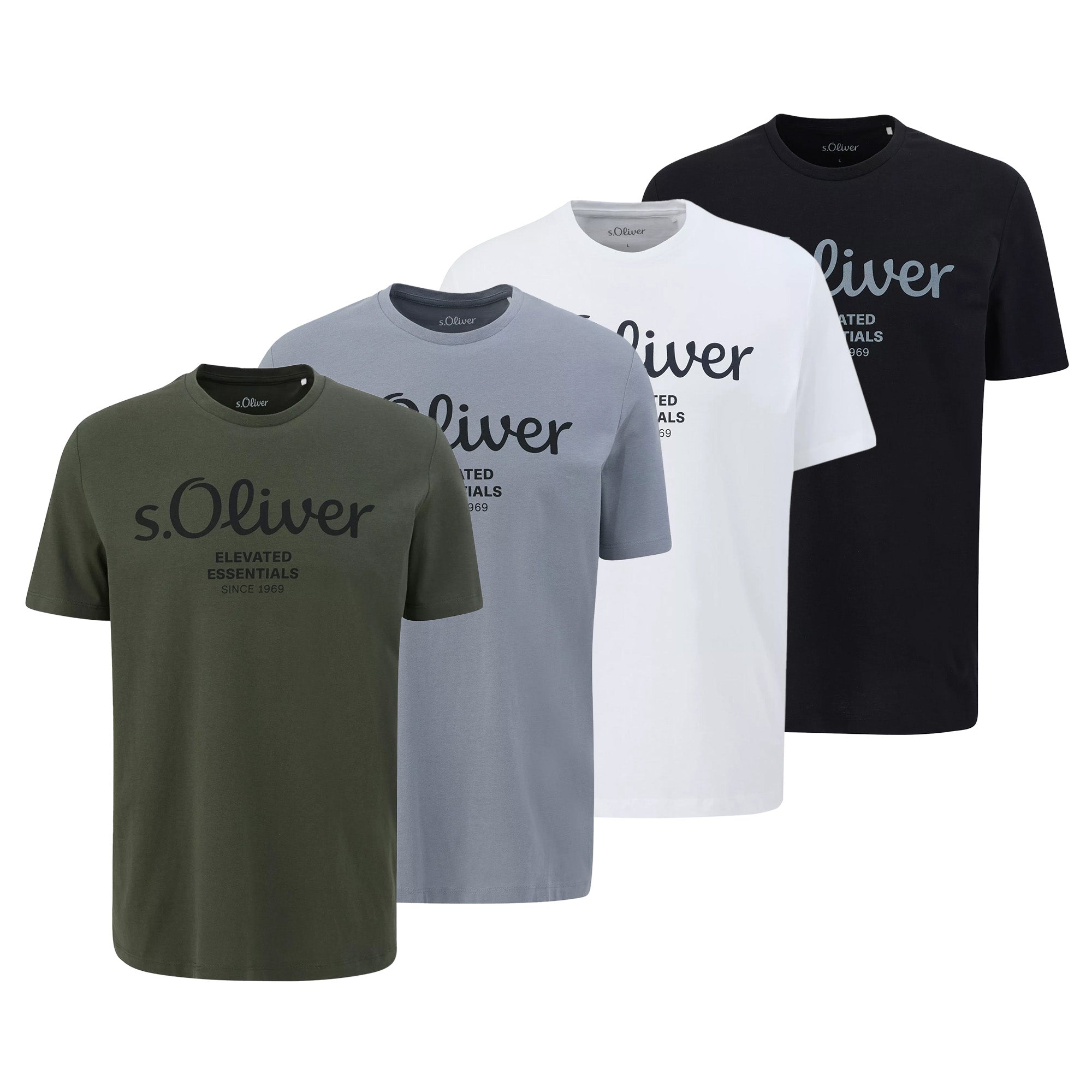 s.Oliver Herren T-Shirt, 4er Pack - Basic, Logoprint, Rundhals, Baumwolle