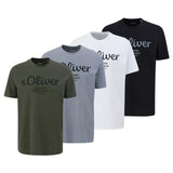 s.Oliver Herren T-Shirt, 4er Pack - Basic, Logoprint, Rundhals, Baumwolle