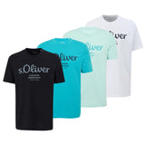 s.Oliver Herren T-Shirt, 4er Pack - Basic, Logoprint, Rundhals, Baumwolle