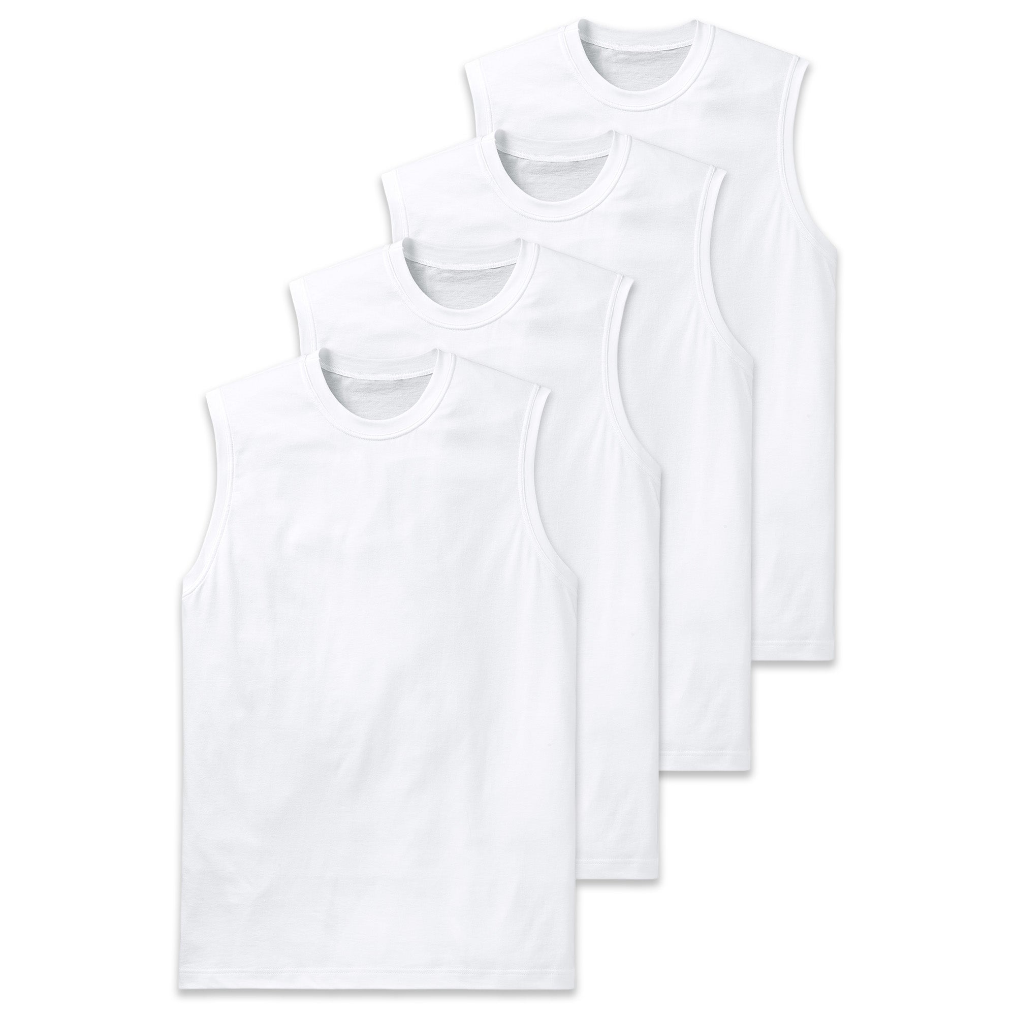 SCHIESSER Herren Unterhemden, 4er Pack - "Essentials", Muscleshirt, Rundhals, Baumwolle