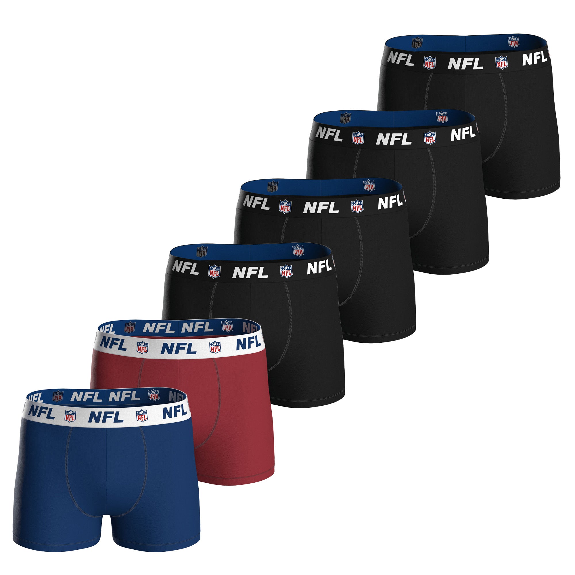 NFL Men's Boxer Shorts, 6-Pack – NFL Shield 6Pack Boxers, Cotton Stretch, Logo Waistband