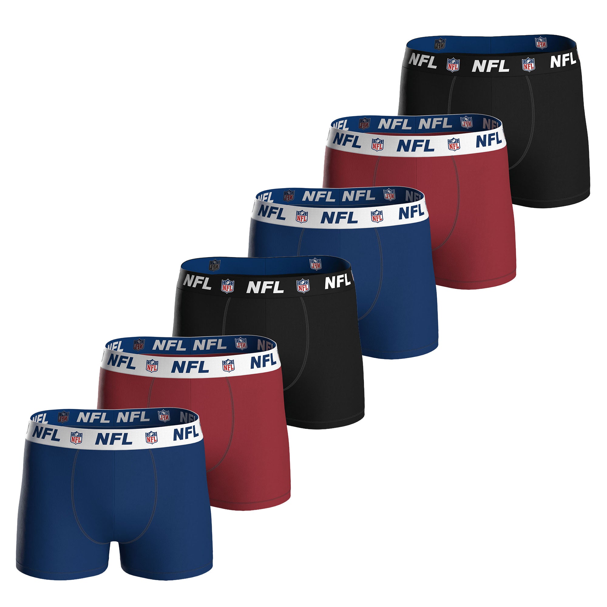 NFL Herren Boxershorts, 6er Pack - NFL Shield 6Pack Boxers, Baumwoll-Stretch, Logobund