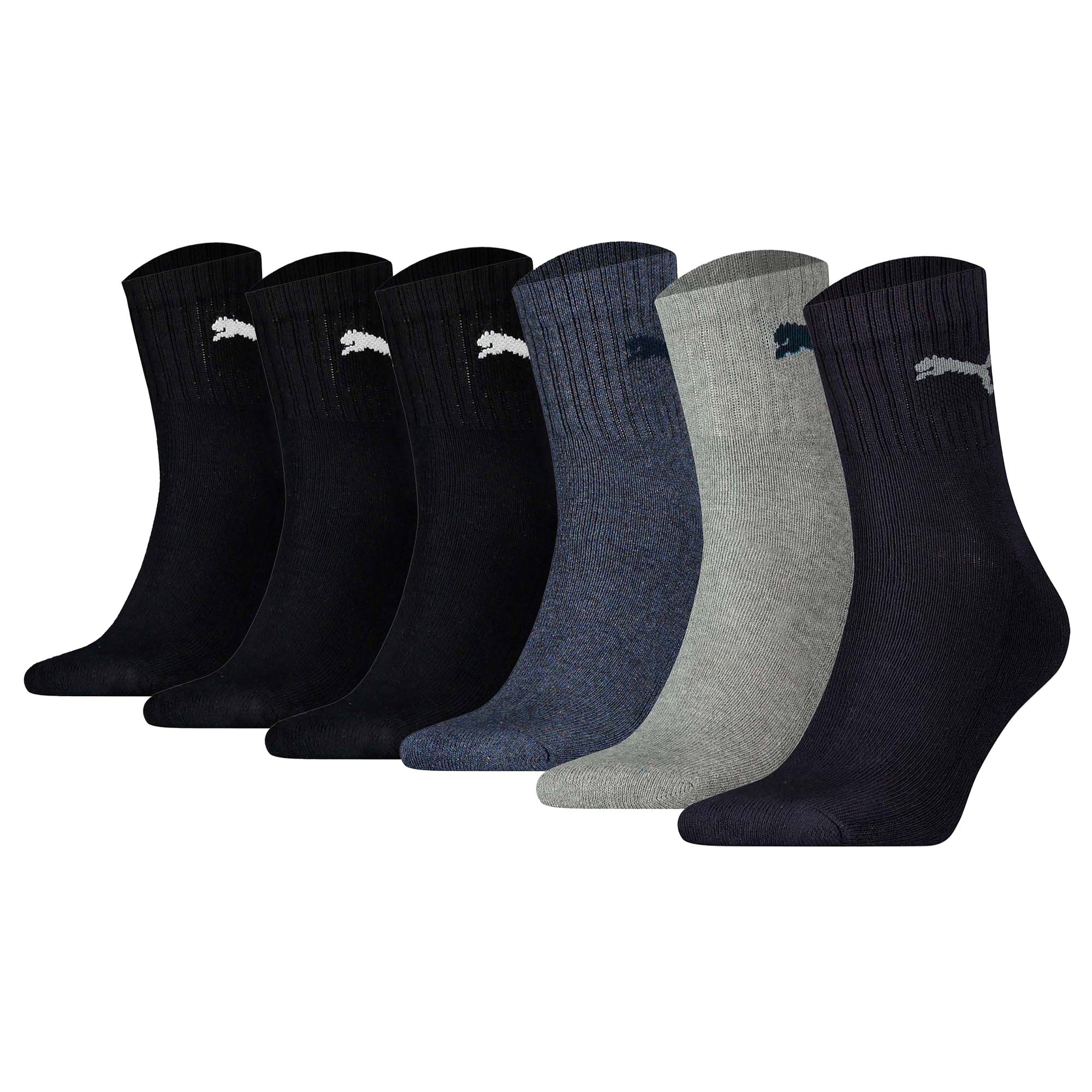 PUMA Unisex Sport Socks, 6 Pairs - Short Crew Socks, Tennis Socks, plain