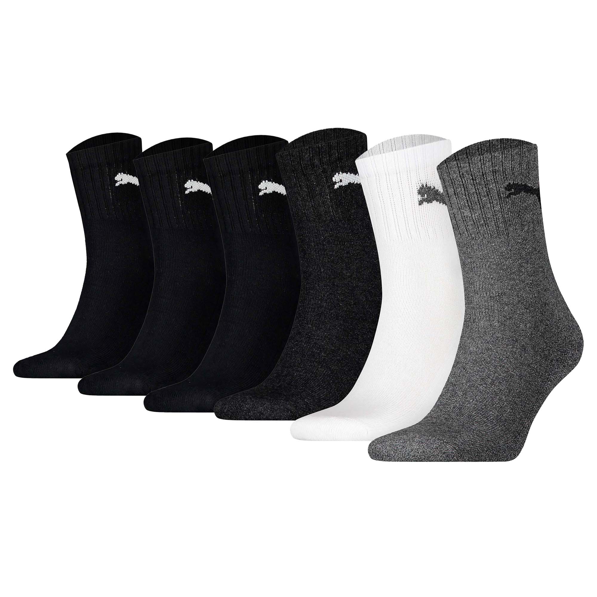PUMA Unisex Sport Socks, 6 Pairs - Short Crew Socks, Tennis Socks, plain