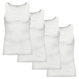 AMMANN men's vests, 4-pack - fine rib, extended back, cotton