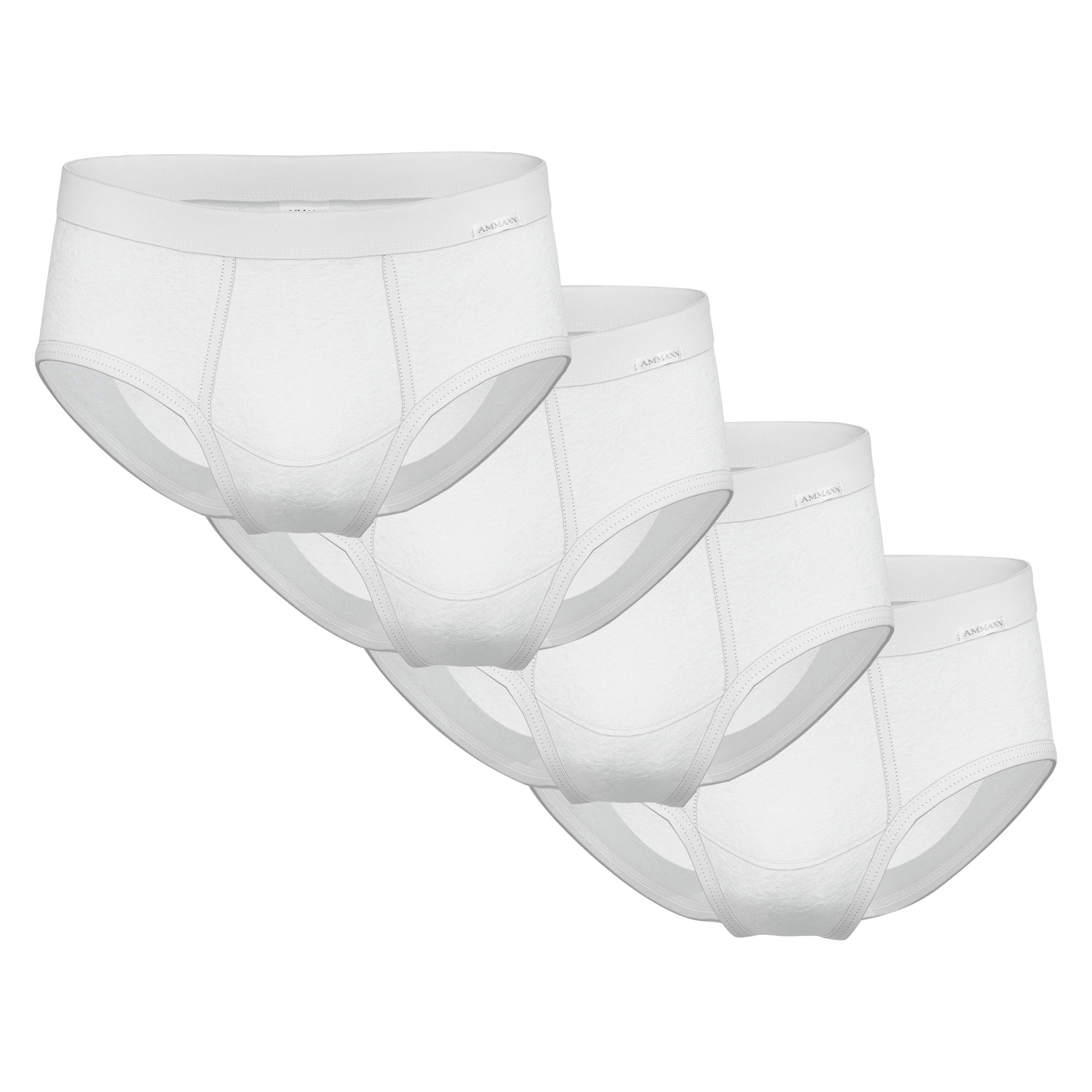 AMMANN men's briefs, pack of 4 - fine rib, fly, soft waistband, cotton