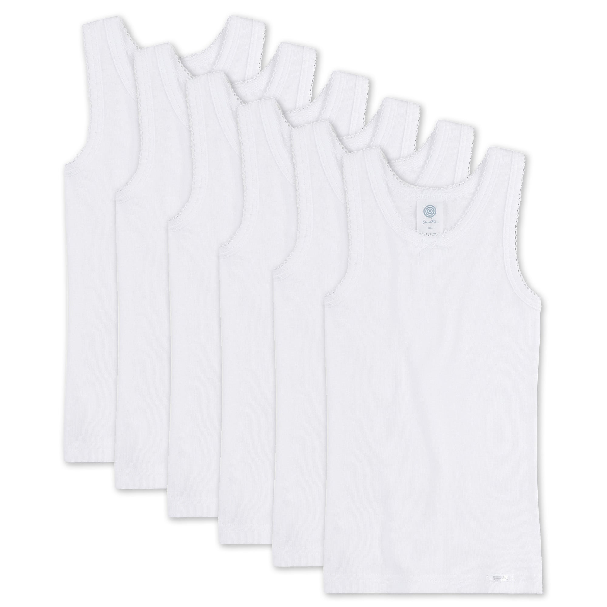 Sanetta Girls Undershirt 6-Pack - Shirt without Arms, Top, Organic Cotton, unicolored